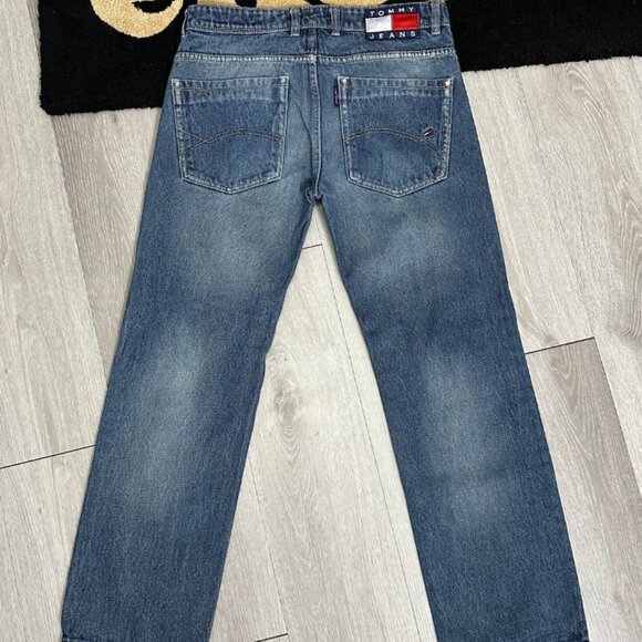 Vintage Y2K Tommy Hilfiger Men's Distressed Denim Blue Jeans - Size 32x30 - Picture 2 of 12